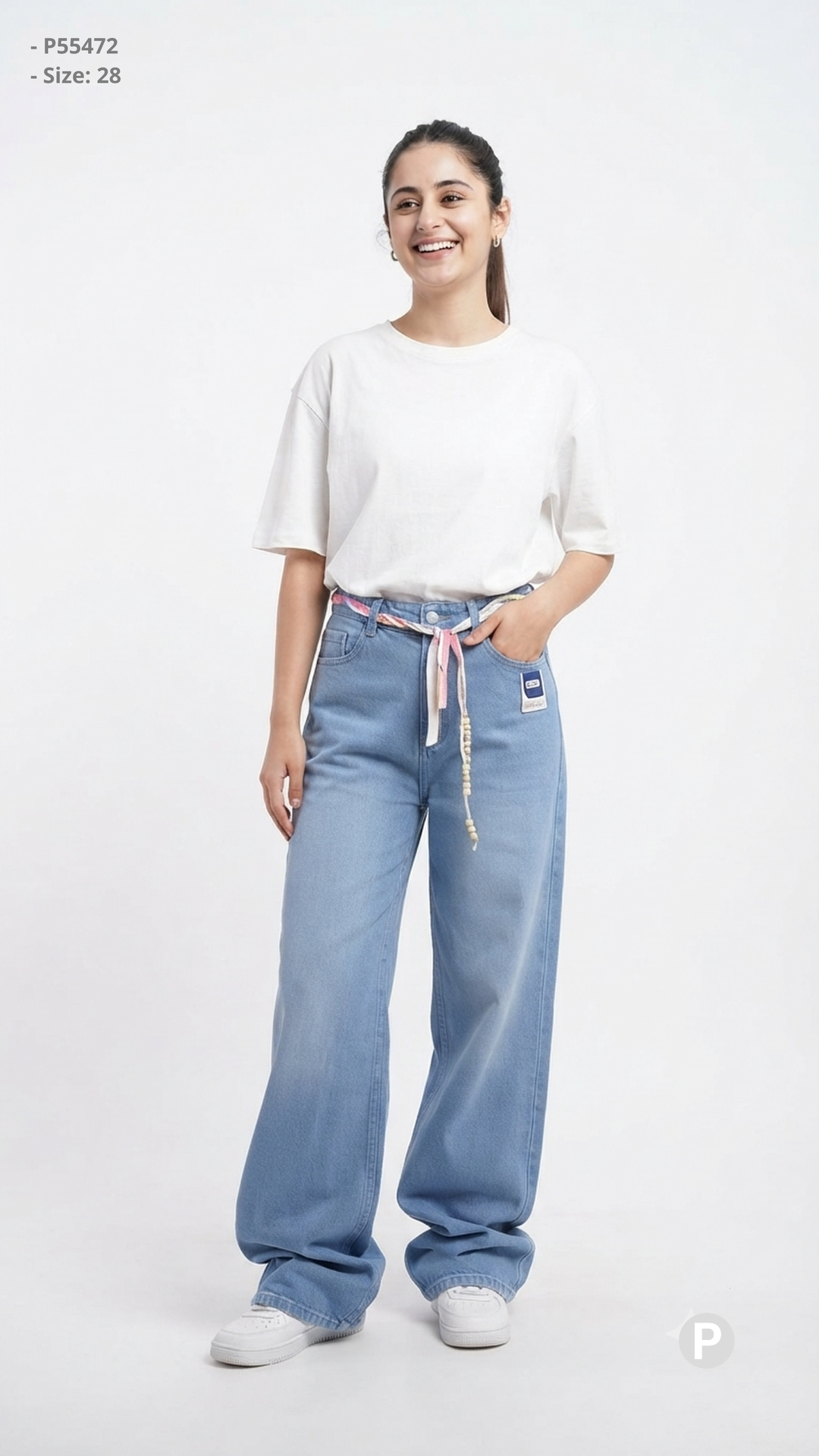 Light Blue Denim Baggy Jeans | P55472