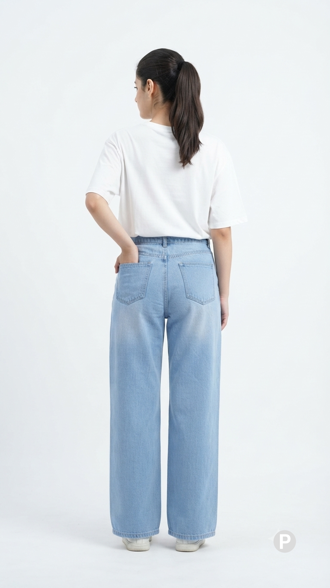 Light Blue Denim Baggy Jeans | P55472