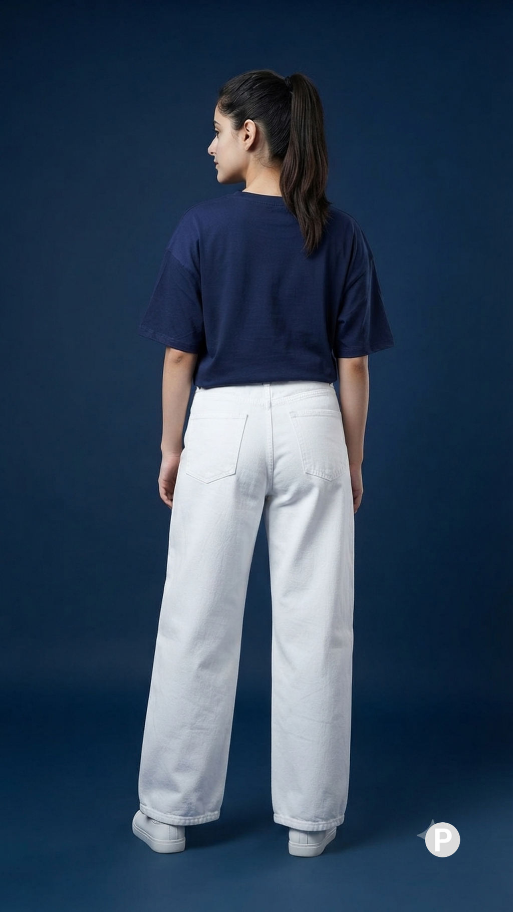 White Denim Loose Jeans | P55480