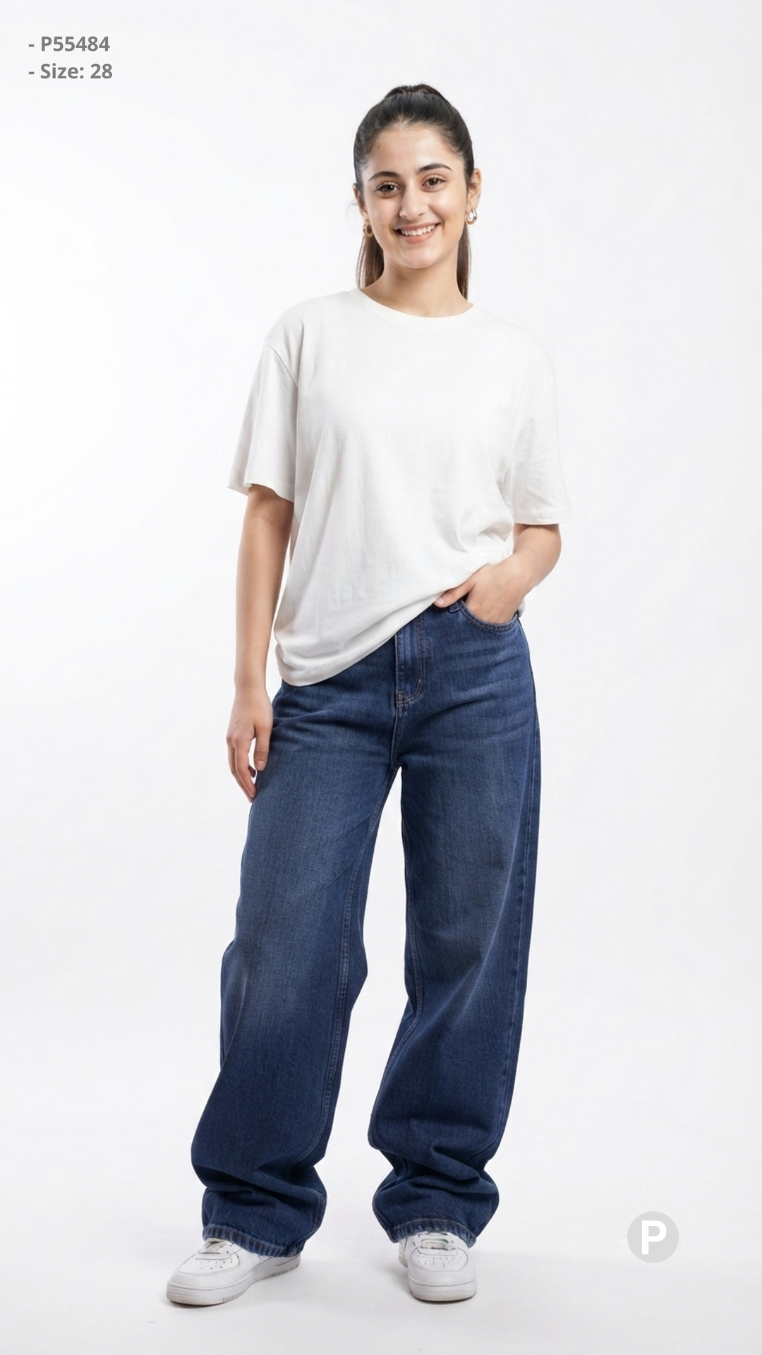 Dark Blue Denim Baggy Jeans | P55484