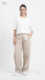 Beige Denim Baggy Jeans | P55491