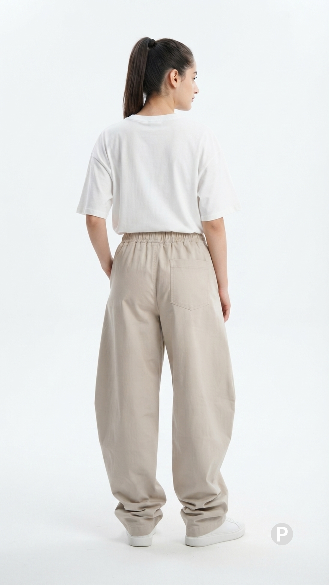 Beige Denim Baggy Jeans | P55491