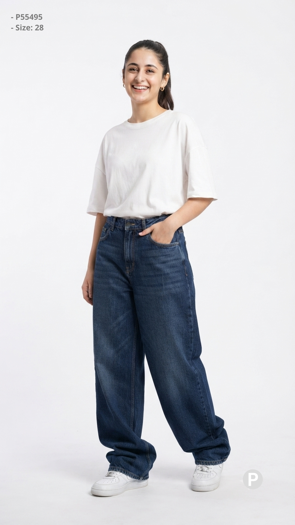 Dark Blue Denim Baggy Jeans | P55495