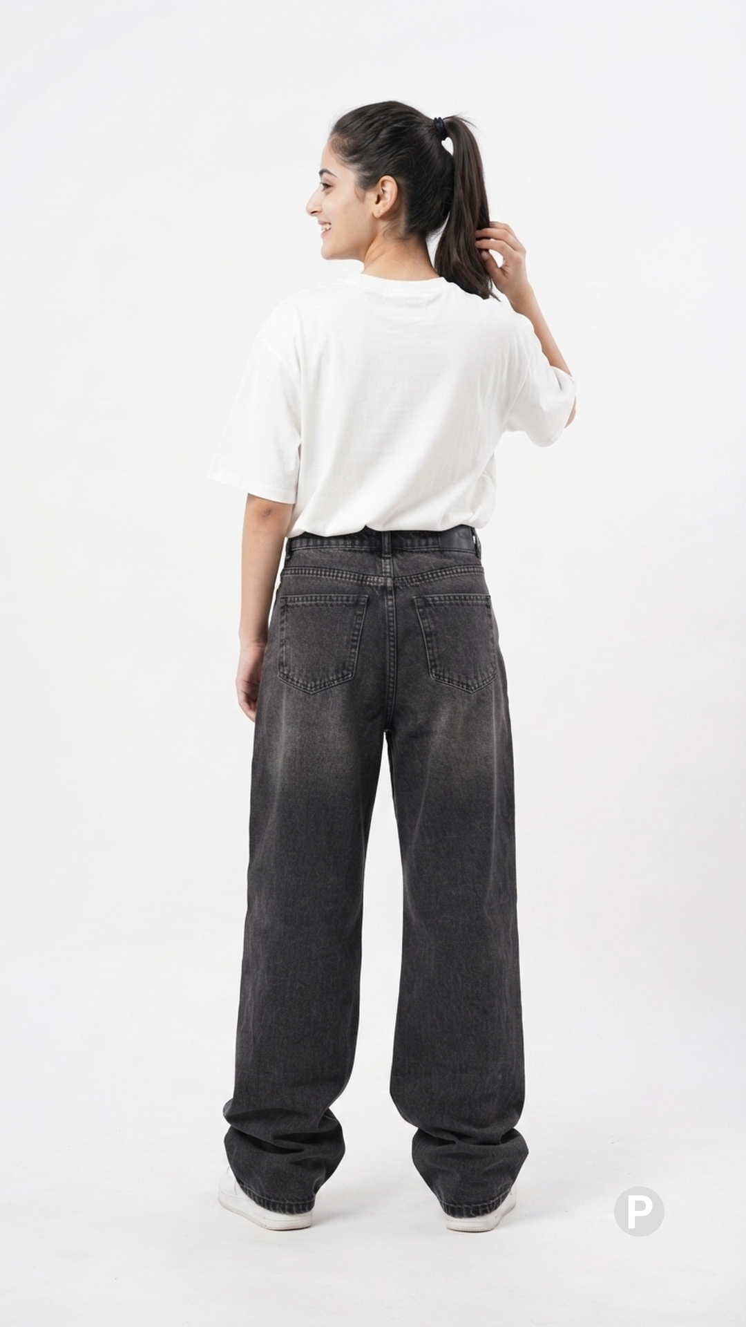 Grey Denim Baggy Jeans | P55499