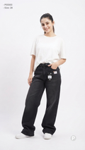 Off Black Denim Baggy Jeans | P55503