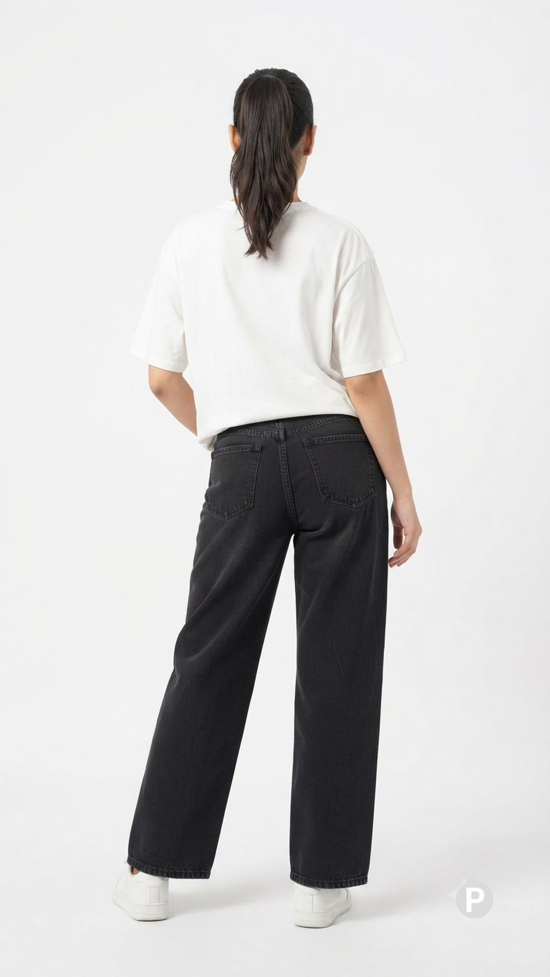 Off Black Denim Baggy Jeans | P55503