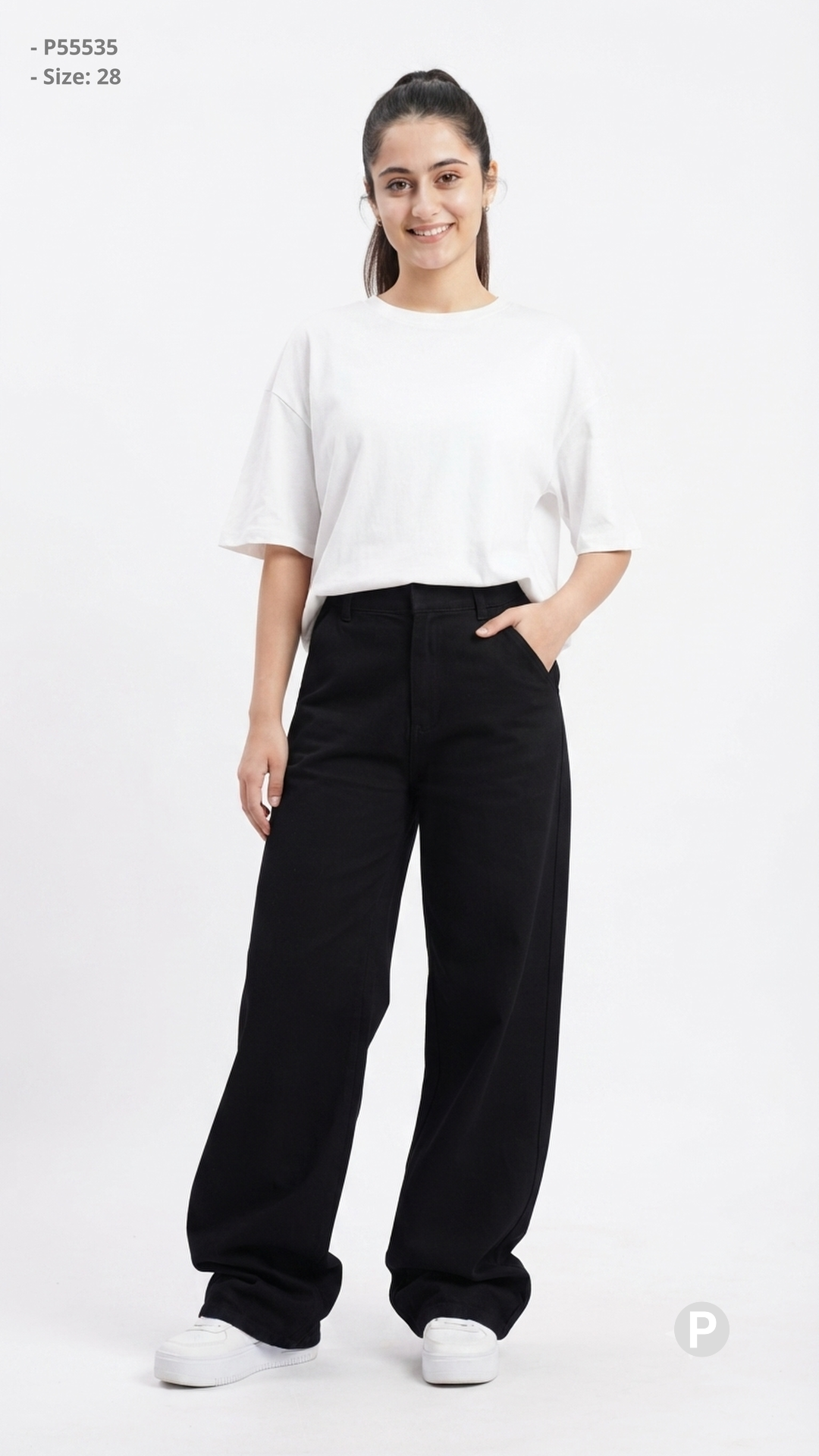 Black Denim Baggy Jeans | P55535