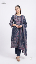 Navy Blue Cotton Printed Kurti Set | P55869