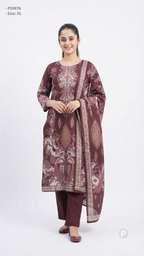 Maroon Cotton Printed Kurti Set | P55876