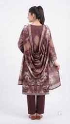 Maroon Cotton Printed Kurti Set | P55876