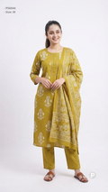 Mustard Cotton Printed Kurti Set| P56044