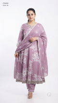 Purple Cotton Printed Kurti Set | P56068
