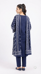 Navy Blue Cotton Printed Kurti Set | P56072