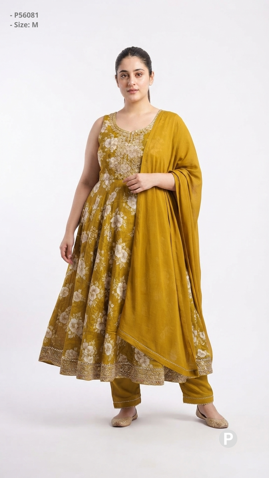 Mustard Cotton Printed Kurti Set | P56081