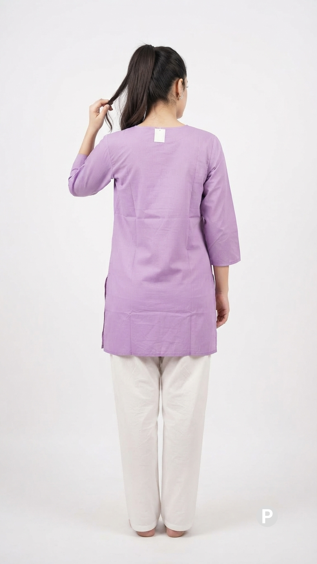 Lavender Cotton Chikankari Short Kurti | P56115