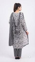 Black & White Cotton Printed Kurti Set| P56329