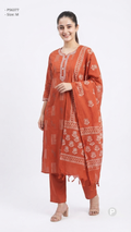 Red Cotton Printed Kurti Set | P56377