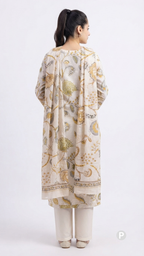 White Cotton Printed Kurti Set | P56421