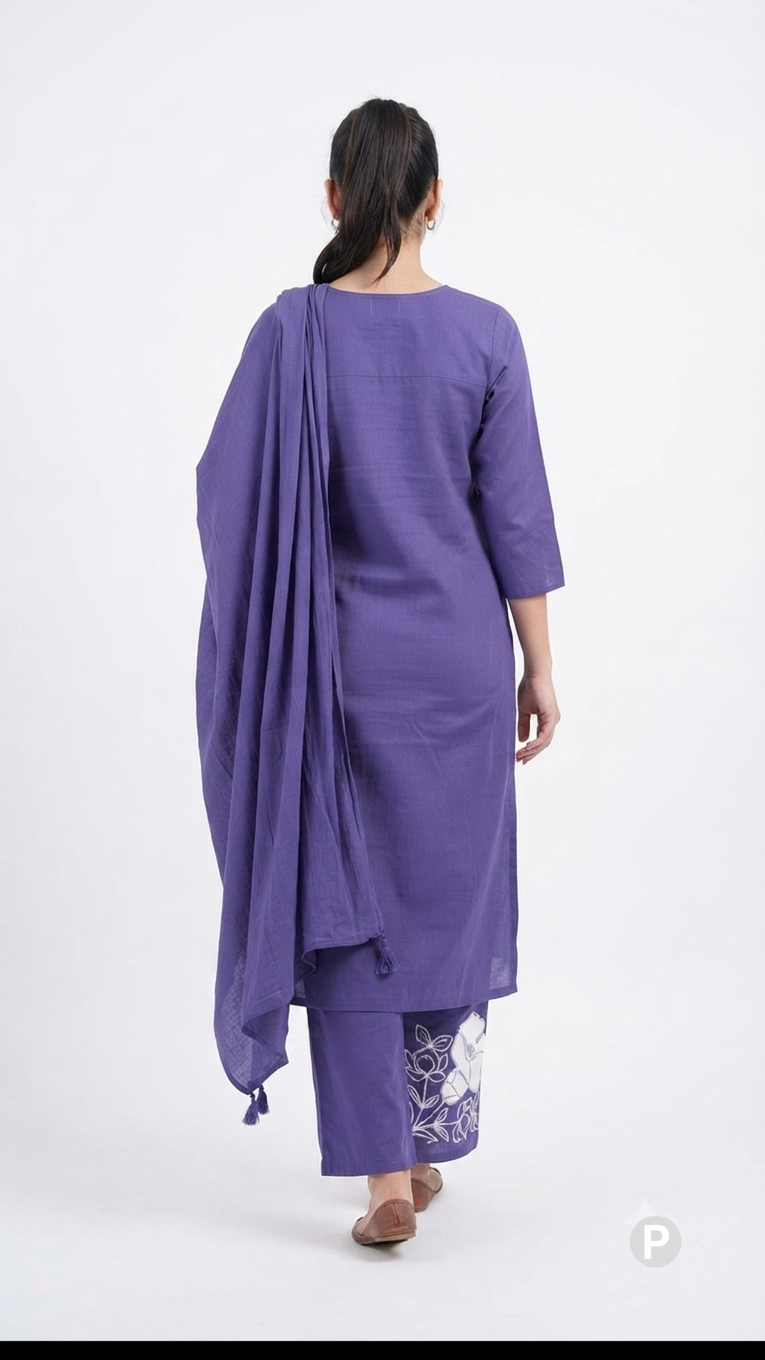 Purple Cotton Printed Kurti Set | P56441